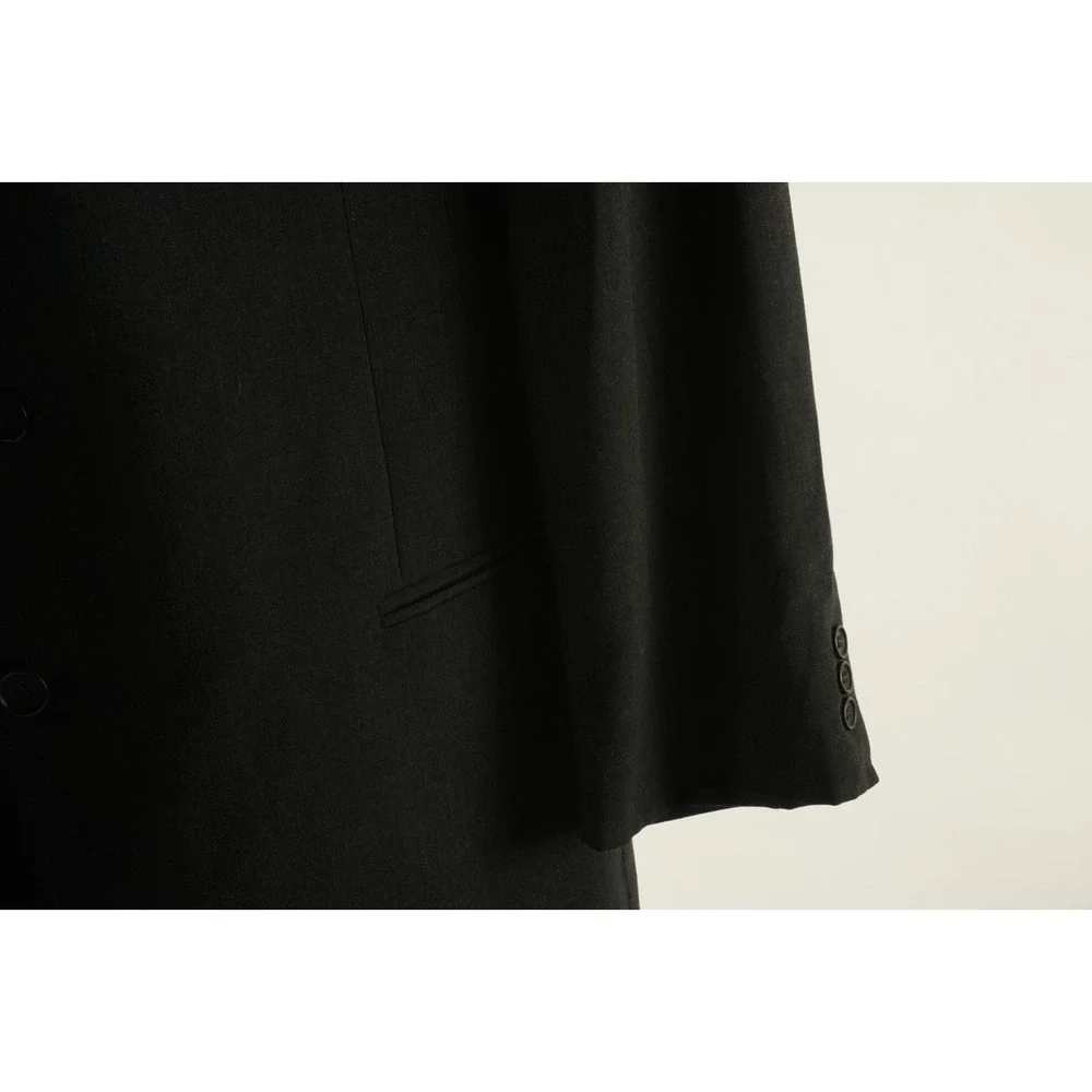 Vintage Giorgio Armani Men's 44L Charcoal Gray Woven‎ Wool 3 Button Notch Blazer